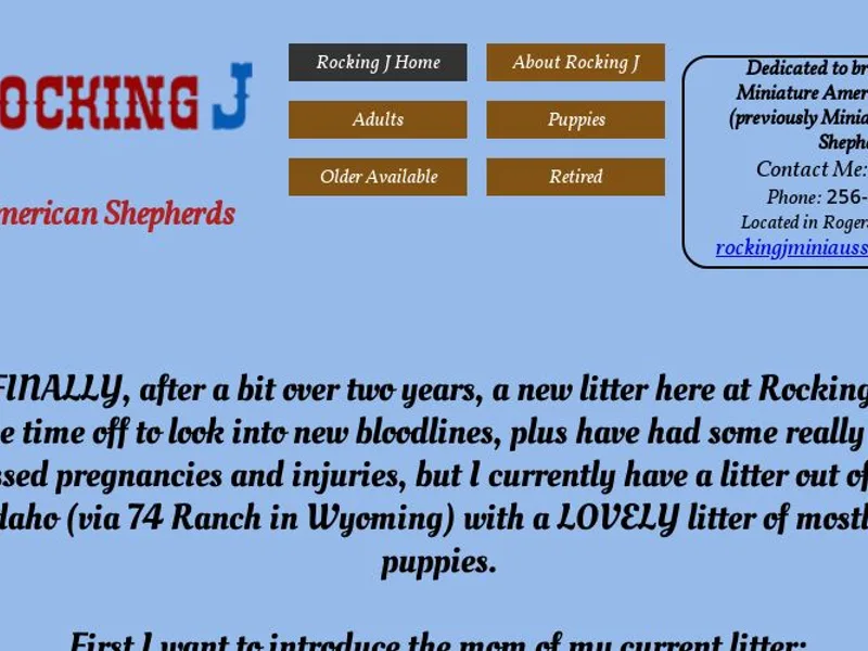 Rocking J Miniature American Shepherds - Judy B Hill