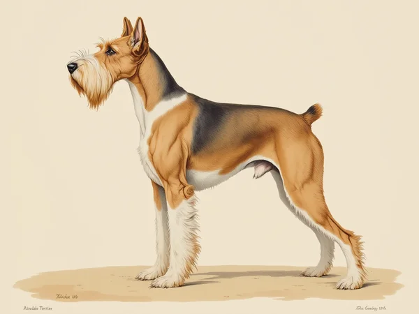 Airedale Terrier breed illustration in naturalist style