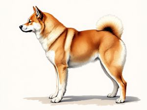 Akita breed illustration in naturalist style