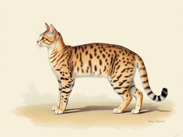 American Bobtail breed illustration in naturalist style