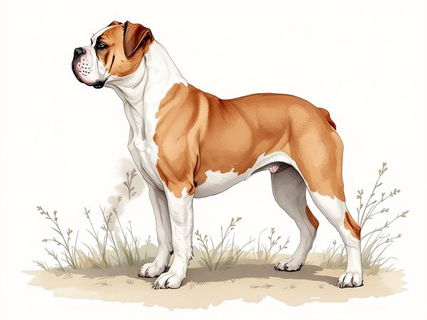 American Bulldog breed illustration in naturalist style