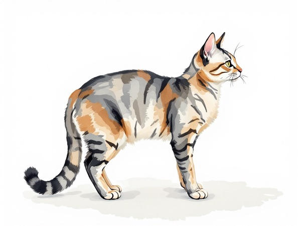 American Curl breed illustration in naturalist style