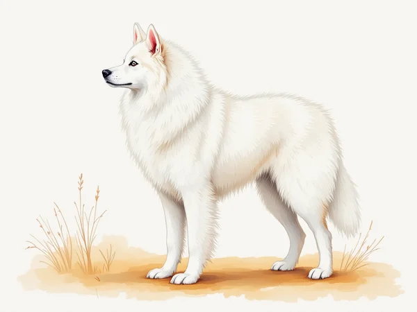 American Eskimo Dog breed illustration in naturalist style
