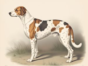 American Foxhound breed illustration in naturalist style