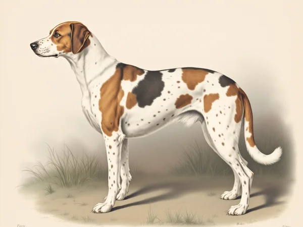 American Foxhound breed illustration in naturalist style