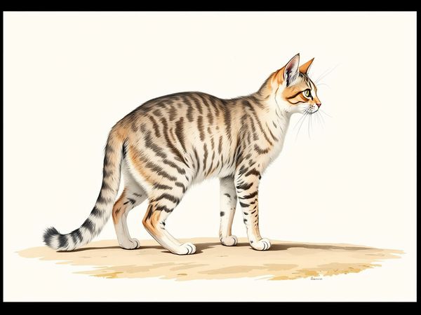 Australian Mist breed illustration in naturalist style