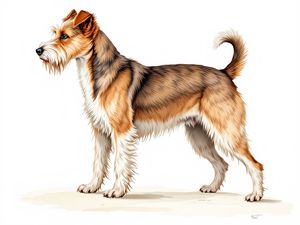 Australian Terrier breed illustration in naturalist style