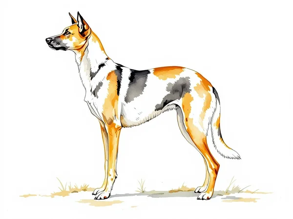 Azawakh breed illustration in naturalist style