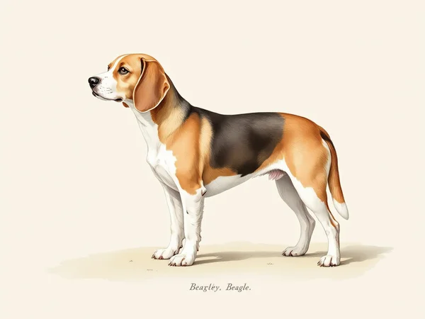 Beagle breed illustration in naturalist style