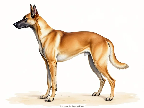 Belgian Malinois breed illustration in naturalist style