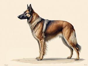 Belgian Sheepdog breed illustration in naturalist style