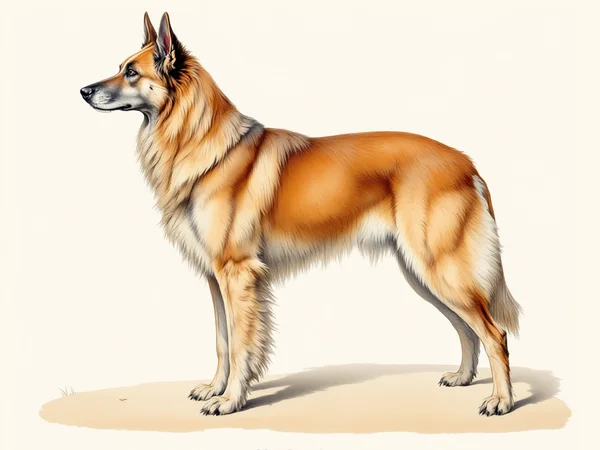 Belgian Tervuren breed illustration in naturalist style