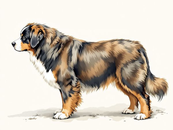 Bernese Mountain Dog breed illustration in naturalist style