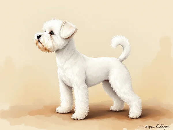 Bichon Frise breed illustration in naturalist style