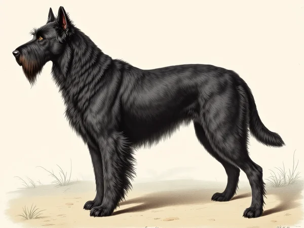Black Russian Terrier breed illustration in naturalist style