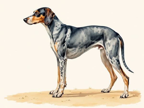 Bluetick Coonhound breed illustration in naturalist style