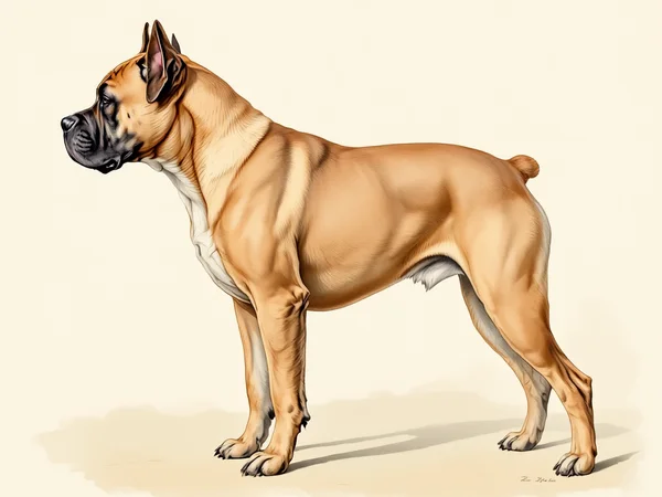 Boerboel breed illustration in naturalist style