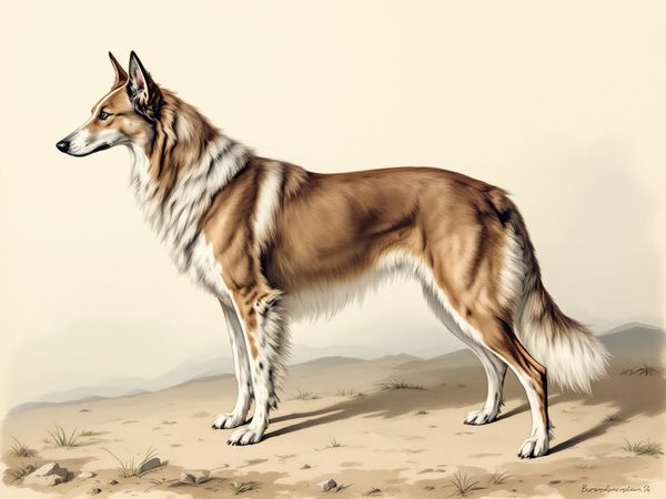 Borzoi breed illustration in naturalist style