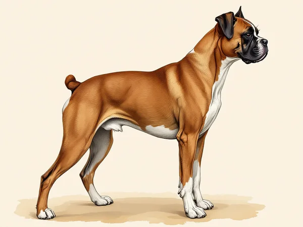 Boxer breed illustration in naturalist style