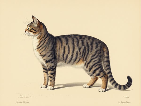 Brazilian Shorthair breed illustration in naturalist style