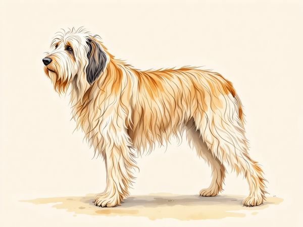 Briard breed illustration in naturalist style