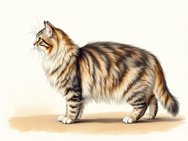 British Longhair breed illustration in naturalist style