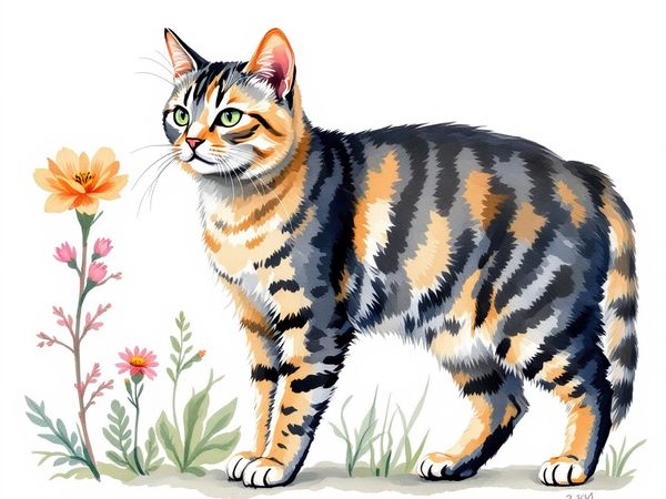 British Shorthair breed illustration in naturalist style