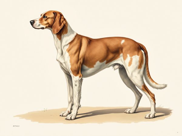 Brittany breed illustration in naturalist style