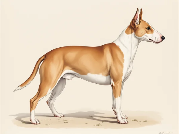 Bull Terrier breed illustration in naturalist style