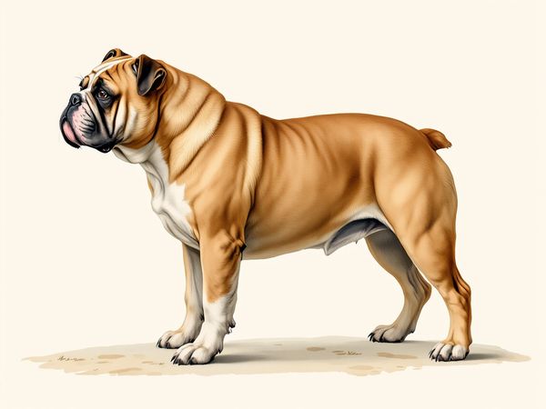 Bulldog breed illustration in naturalist style
