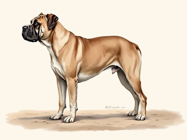 Bullmastiff breed illustration in naturalist style