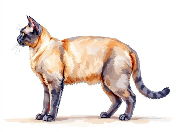 Burmese (European) breed illustration in naturalist style