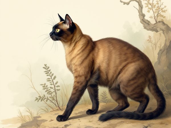 Burmese breed illustration in naturalist style
