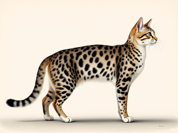 Burmilla breed illustration in naturalist style