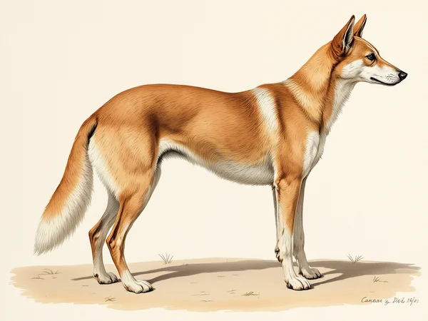 Canaan Dog breed illustration in naturalist style