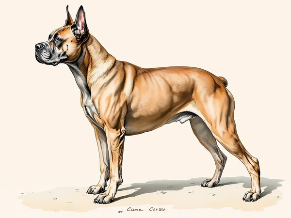 Cane Corso breed illustration in naturalist style