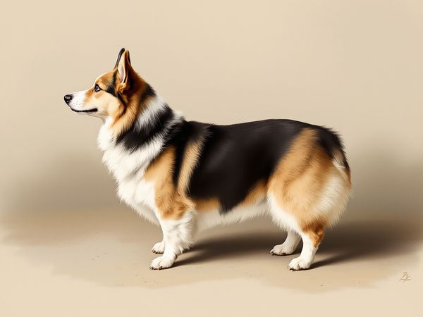 Cardigan Welsh Corgi breed illustration in naturalist style