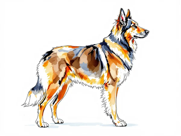 Caucasian Shepherd breed illustration in naturalist style