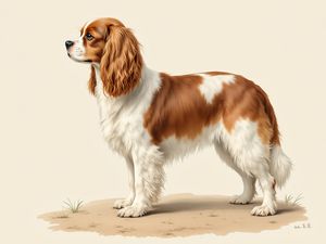 Cavalier King Charles Spaniel breed illustration in naturalist style