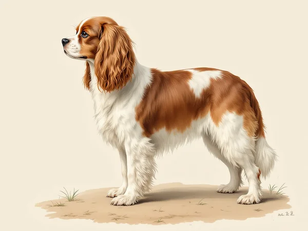 Cavalier King Charles Spaniel breed illustration in naturalist style