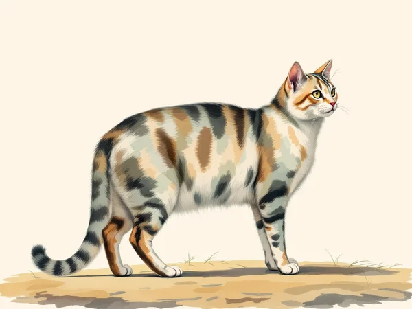 Chantilly-Tiffany breed illustration in naturalist style