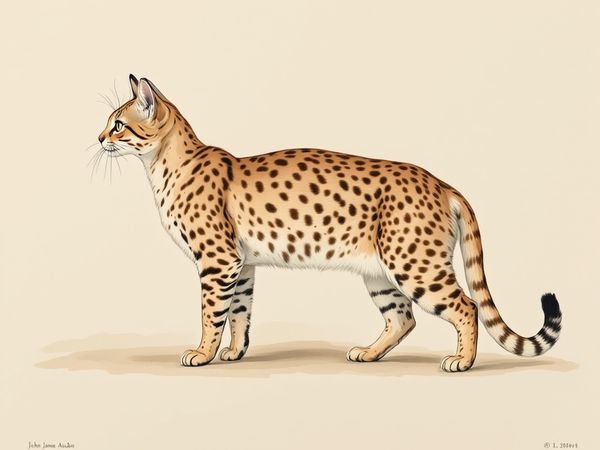 Chausie breed illustration in naturalist style