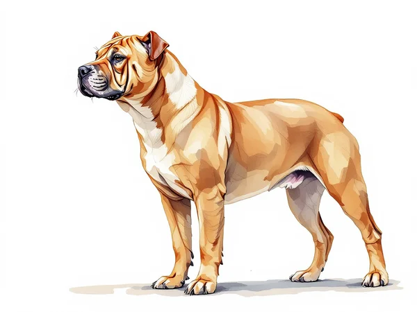 Chinese Shar-Pei breed illustration in naturalist style