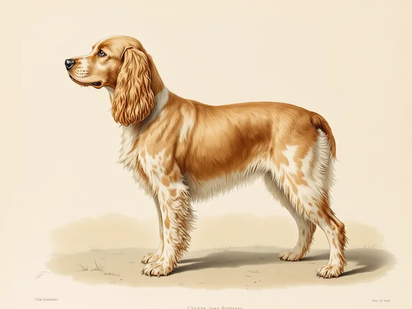 Cocker Spaniel breed illustration in naturalist style