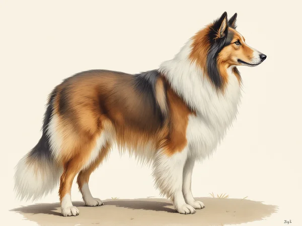 Collie breed illustration in naturalist style