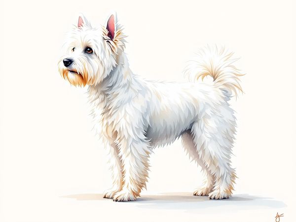 Coton de Tulear breed illustration in naturalist style