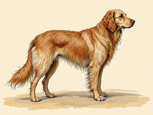 Curly-Coated Retriever breed illustration in naturalist style