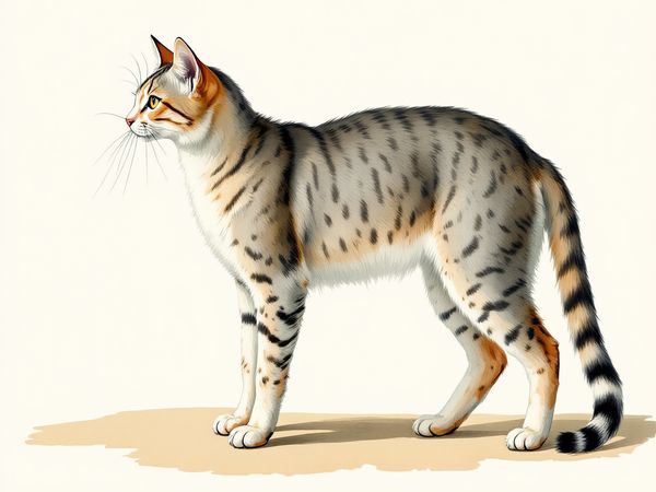 Cymric breed illustration in naturalist style
