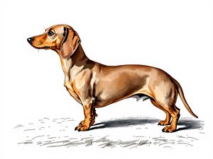 Dachshund breed illustration in naturalist style