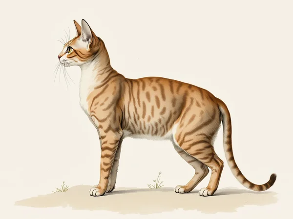 Devon Rex breed illustration in naturalist style